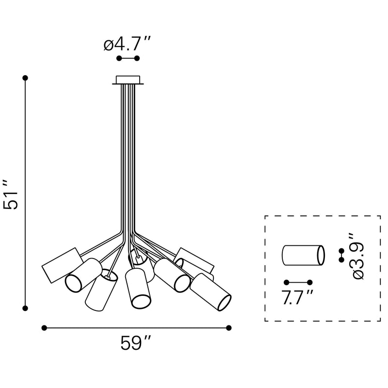 Zuo Ambition 50214 Ceiling Lamp - Black IMAGE 3