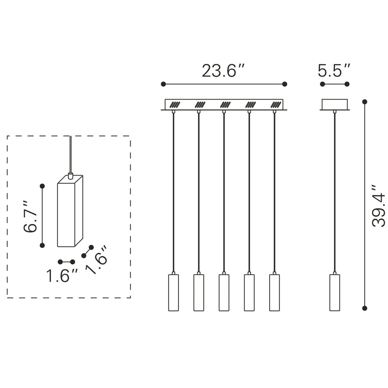 Zuo Celeron 50099 Ceiling Lamp - Clear IMAGE 5