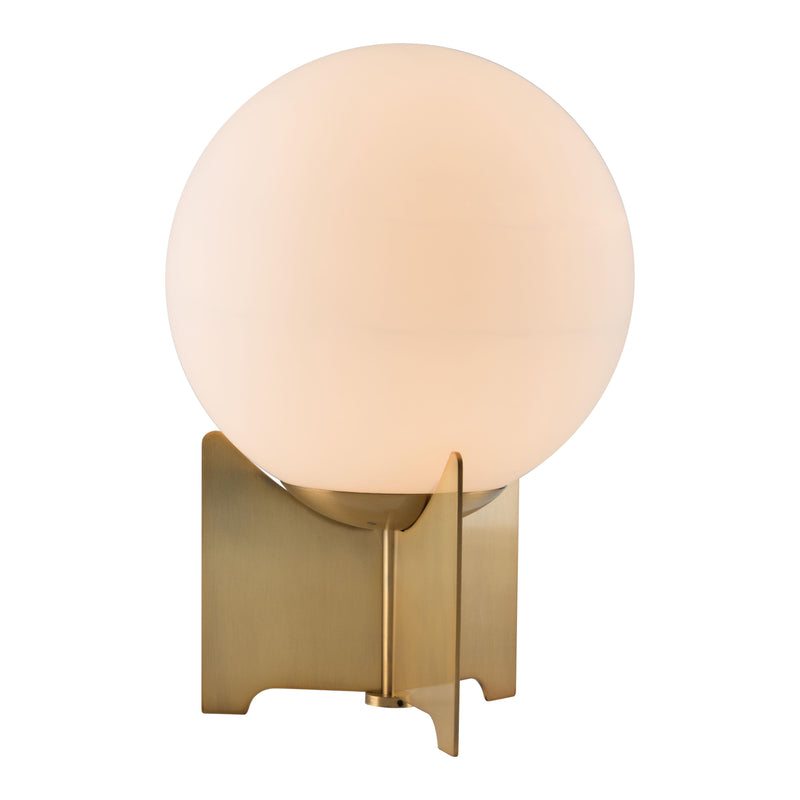 Zuo Pearl 56049 Table Lamp - White & Brass IMAGE 1