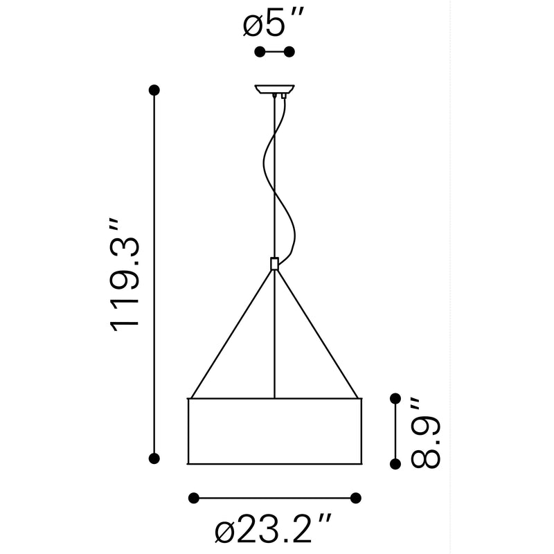 Zuo Jena 56057 Ceiling Lamp - Chrome IMAGE 5