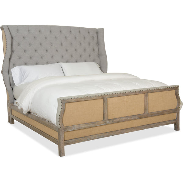 Hooker Furniture 5750-90166-MWD Boheme Bon Vivant De-Constructed King Uph Bed IMAGE 1