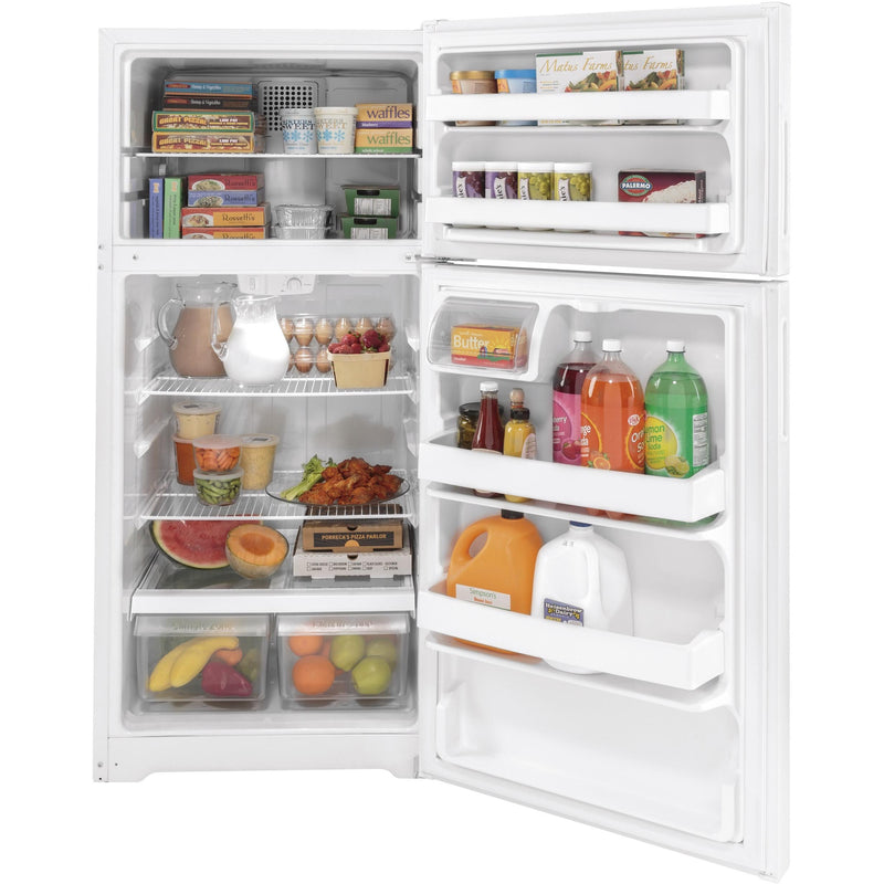 GE 16.6 cu. ft. Top Freezer Refrigerator with recessed handle GPE17CTNRWW IMAGE 3