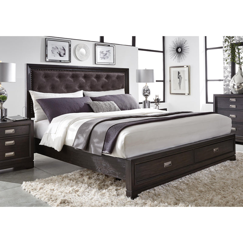 Aspen Home Front Street Queen Upholstered Panel Bed with Storage IFS-402-BLC/IFS-403D-BLC/IFS-422-BLC IMAGE 2