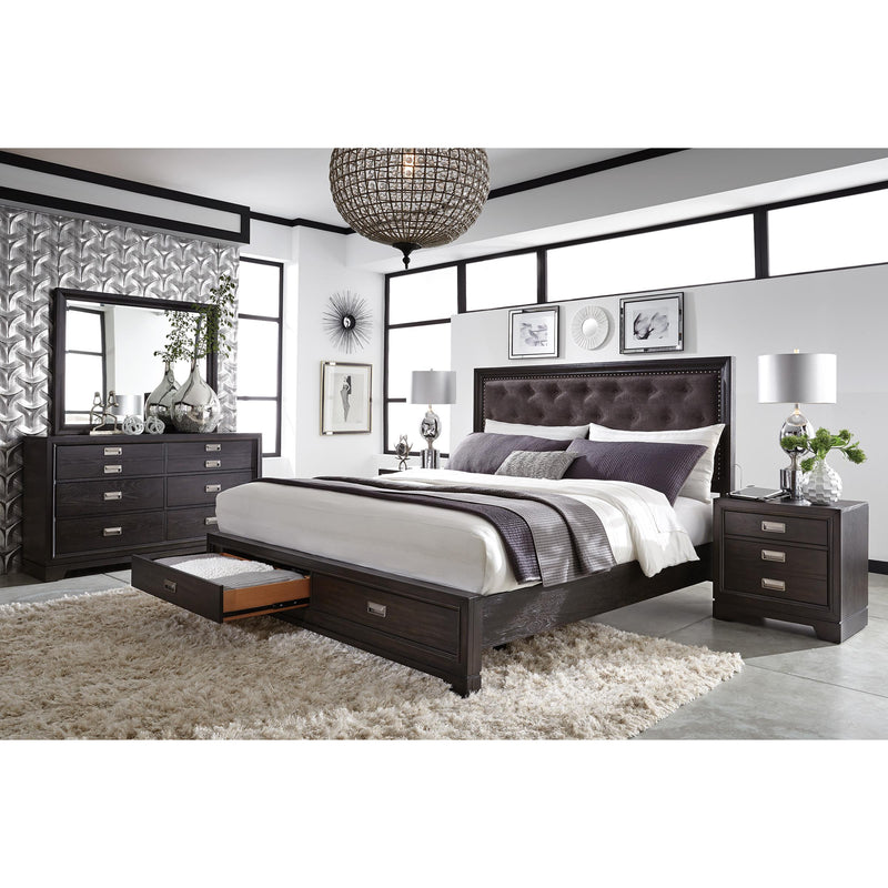 Aspen Home Front Street Queen Upholstered Panel Bed with Storage IFS-402-BLC/IFS-403D-BLC/IFS-422-BLC IMAGE 3