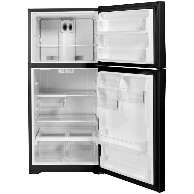 GE 30-inch, 19.2 cu. ft. Top Freezer Refrigerator with edge-to-edge glass shelves GTE19JTNRBB IMAGE 2