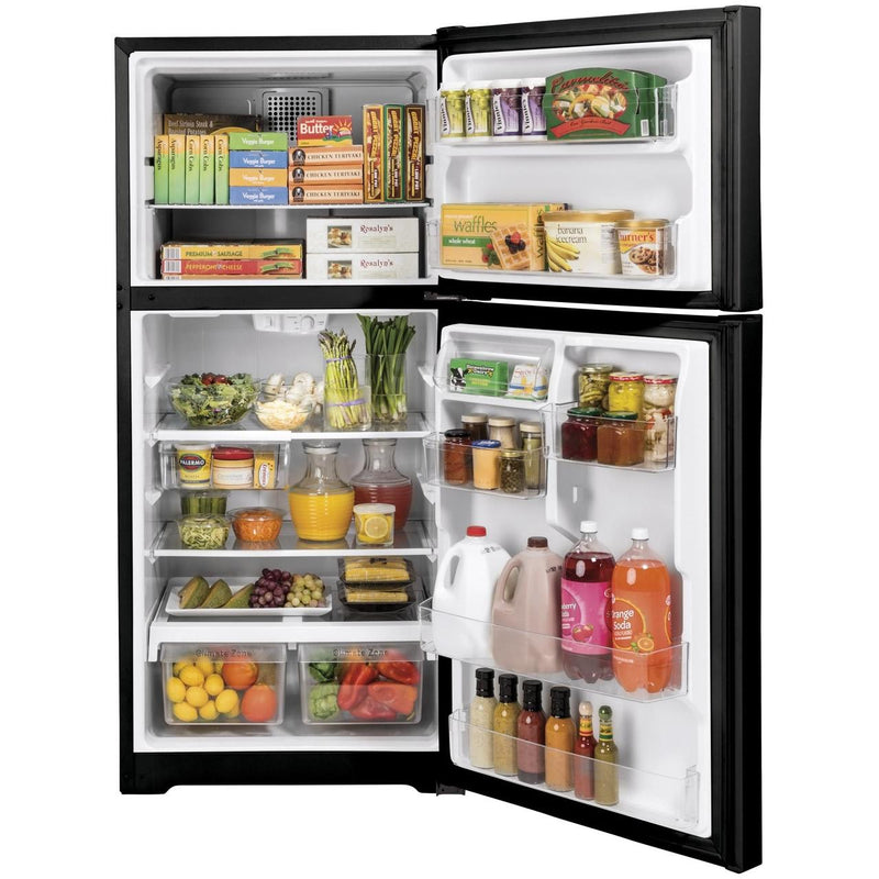 GE 30-inch, 19.2 cu. ft. Top Freezer Refrigerator with edge-to-edge glass shelves GTE19JTNRBB IMAGE 3