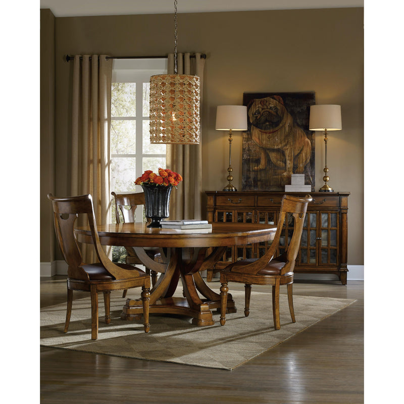 Hooker Furniture 5323-75206 Tynecastle Round Pedestal Dining Table with One 18'' Leaf IMAGE 3