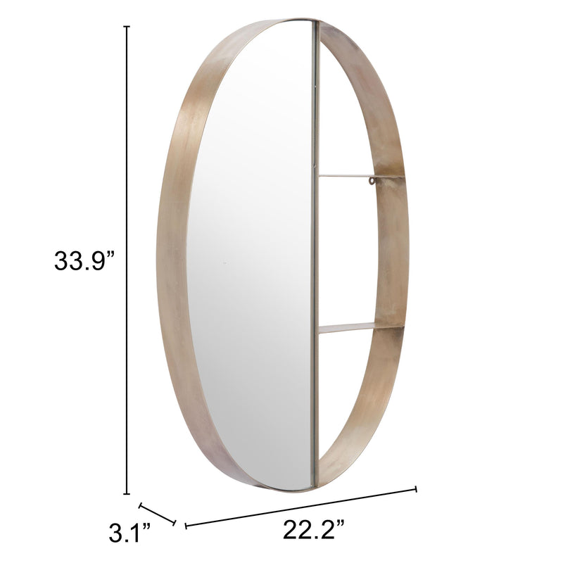 Zuo Latitude A12203 Oval Shelf Mirror - Antique Bronze IMAGE 6