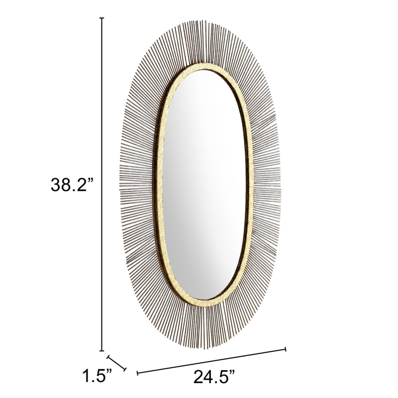 Zuo Juju A12215 Oval Mirror - Black & Gold IMAGE 5