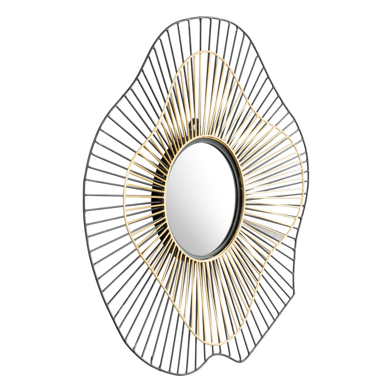 Zuo Comet A12217 Round Mirror - Black & Gold IMAGE 1