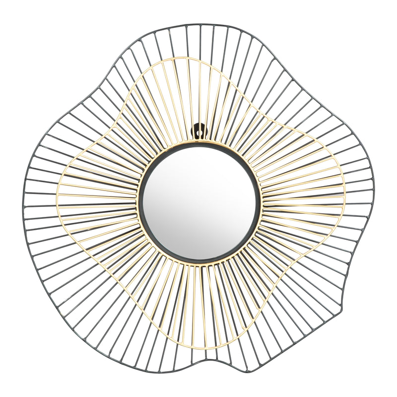 Zuo Comet A12217 Round Mirror - Black & Gold IMAGE 2