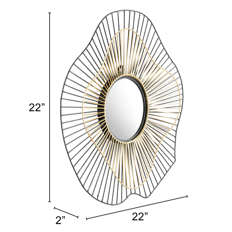 Zuo Comet A12217 Round Mirror - Black & Gold IMAGE 5