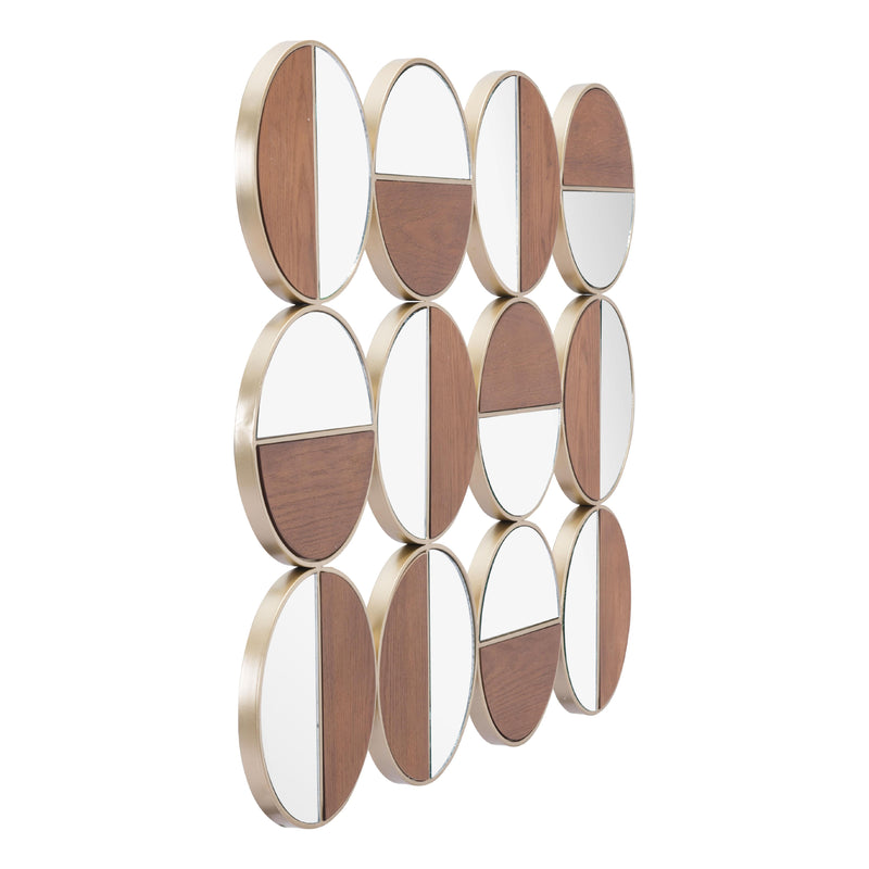 Zuo Cycle A12201 Round Mirror - Gold & Walnut IMAGE 3