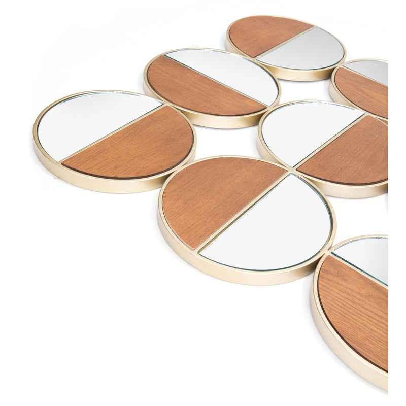 Zuo Cycle A12201 Round Mirror - Gold & Walnut IMAGE 5