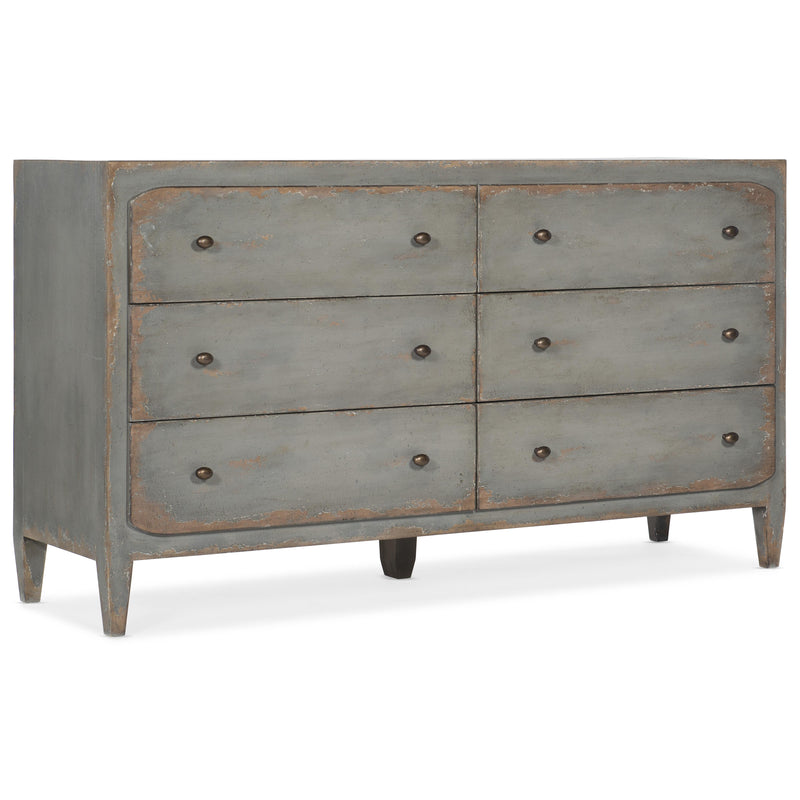 Hooker Furniture 5805-90002-95 Ciao Bella Six-Drawer Dresser- Speckled Gray IMAGE 1