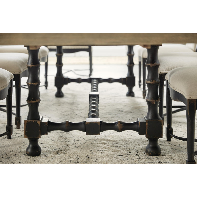 Hooker Furniture 5805-75200-80 Ciao Bella 84in Trestle Table with 2-18in Leaves-Flaky White/Black IMAGE 8