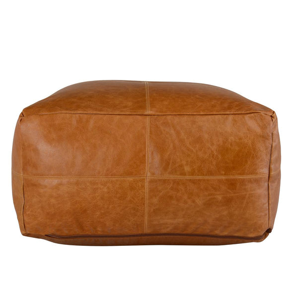 Classic Home Dumont VP12206 Leather Chestnut Pouf - Chestnut IMAGE 1