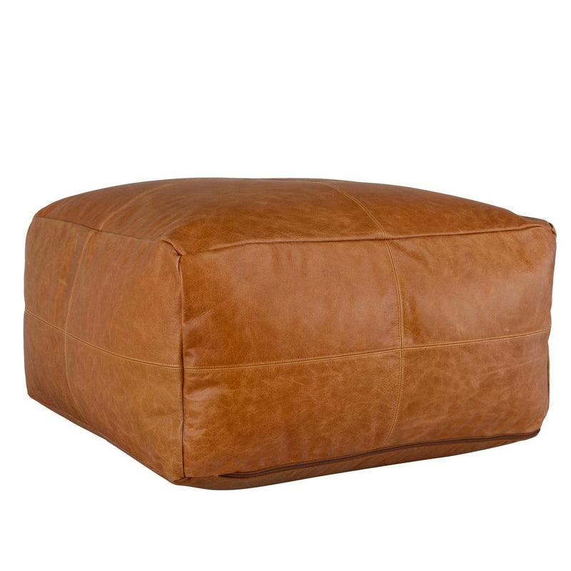 Classic Home Dumont VP12206 Leather Chestnut Pouf - Chestnut IMAGE 2