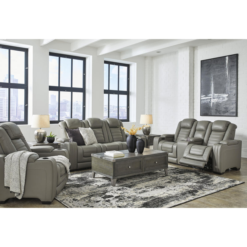 Signature Design by Ashley Backtrack Power Reclining Leather Match Sofa U2800515 IMAGE 13