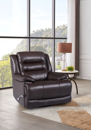 70768-2560 ManWah Oslo Dark Cholate Top Grain Leather Swivel Glider Recliner