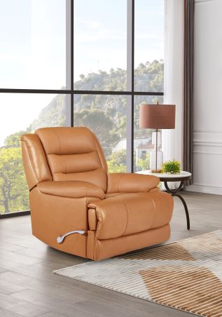 70768-2566 Man Wah Oslo Antelope Top Grain Leather Swivel Glider Recliner