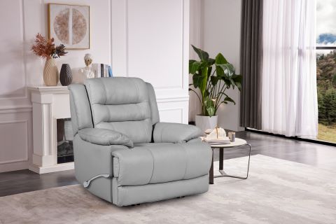 70768-2576 Man Wah Oslo Pewter Grain Leather Swivel Glider Recliner