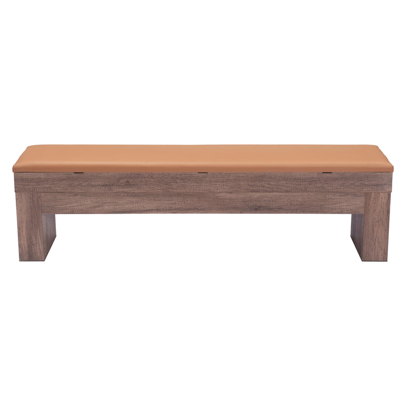 Zuo Bonker 109497 Storage Bench - Brown IMAGE 4