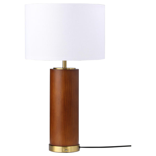 Coaster Furniture Aziel 920209 Drum Shade Bedside Table Lamp - Cappuccino/Gold IMAGE 1