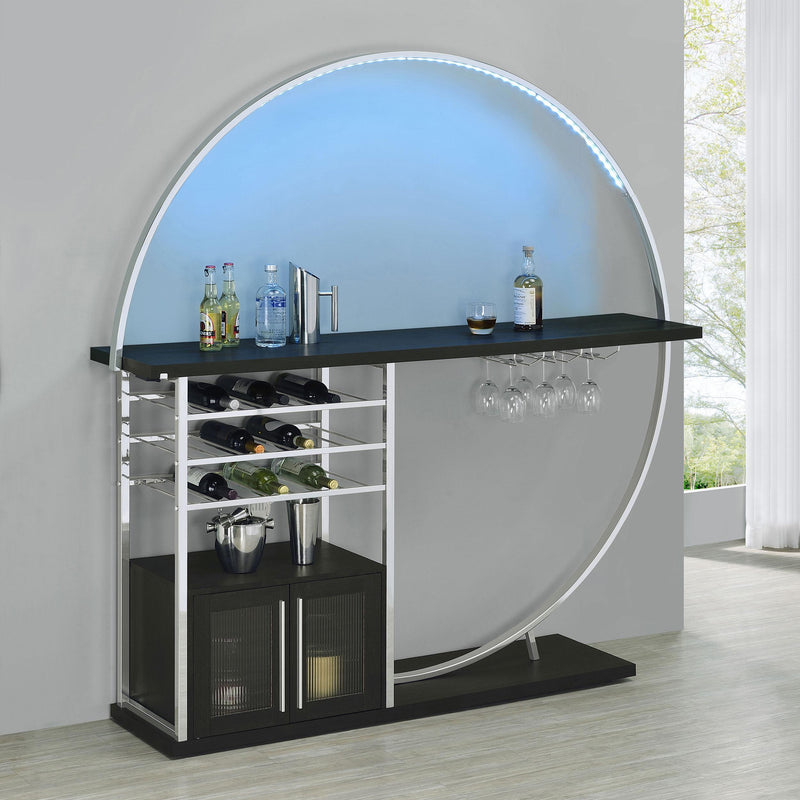 Coaster Furniture Risley 182799 2-Door Circular LED Home Bar with Wine Storage - Dark Charcoal IMAGE 3