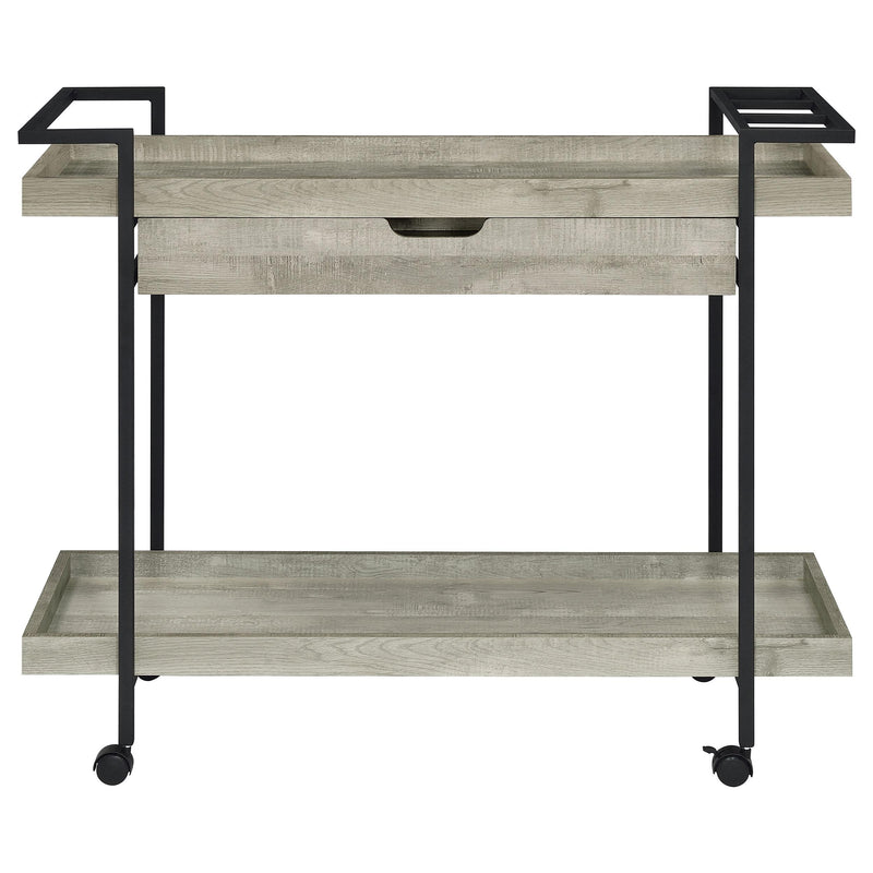 Coaster Furniture Ventura 181005 2-Tier Bar Cart with Storage Drawer - Grey Driftwood IMAGE 4