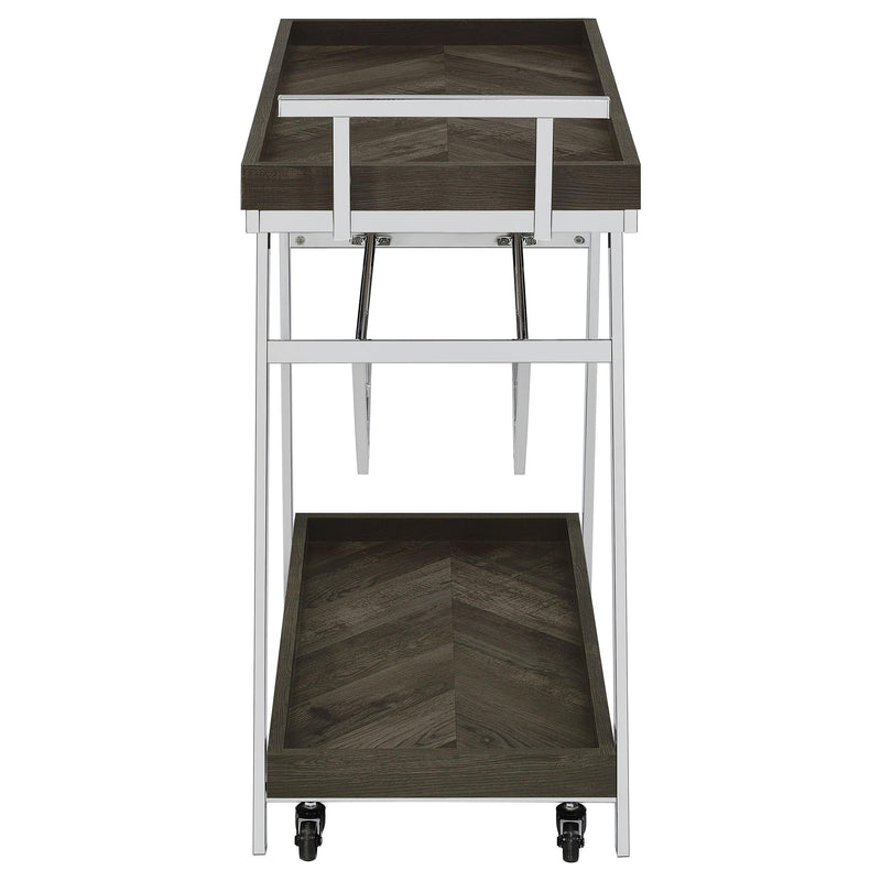 Coaster Furniture Kinney 181025 2-Tier Bar Cart with Storage Drawer - Rustic Grey/Chrome IMAGE 8