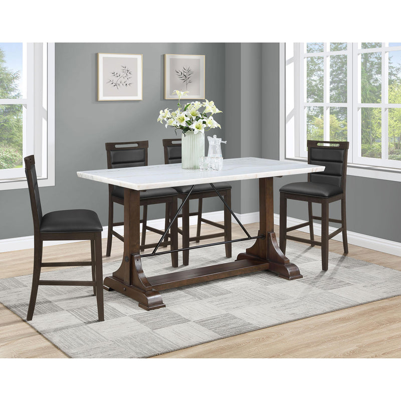 Coaster Furniture Aldrich Counter Height Dining Table with Marble Top and Trestle Base 182438 IMAGE 6