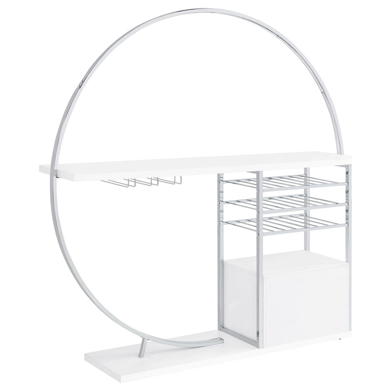 Coaster Furniture Risley 182798 2-Door Circular LED Home Bar with Wine Storage - White High Gloss IMAGE 15