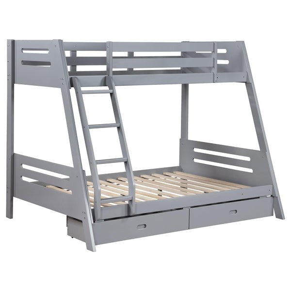 Coaster Furniture Trisha 460562TF Wood Twin Over Full Bunk Bed with Storage Drawers - Grey IMAGE 1