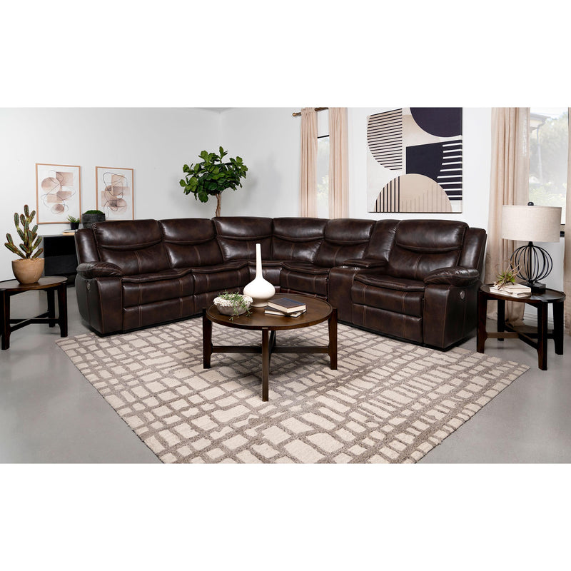 Coaster Furniture Sycamore 610190P Upholstered Power Reclining Sectional Sofa - Dark Brown IMAGE 2