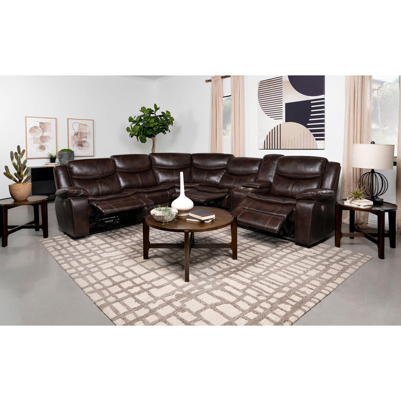 Coaster Furniture Sycamore 610190P Upholstered Power Reclining Sectional Sofa - Dark Brown IMAGE 3