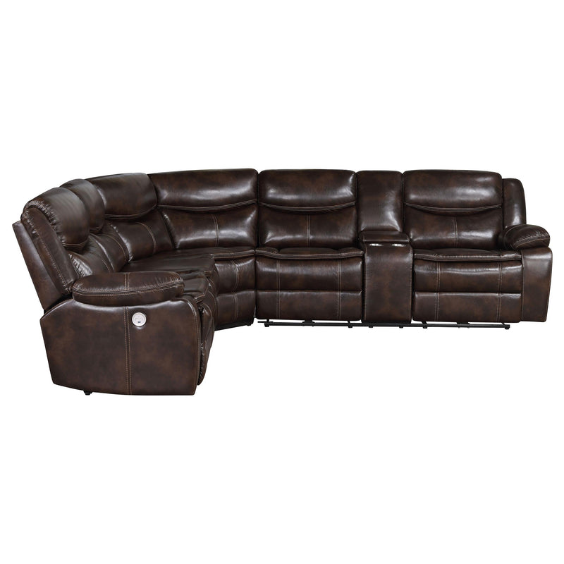 Coaster Furniture Sycamore 610190P Upholstered Power Reclining Sectional Sofa - Dark Brown IMAGE 4