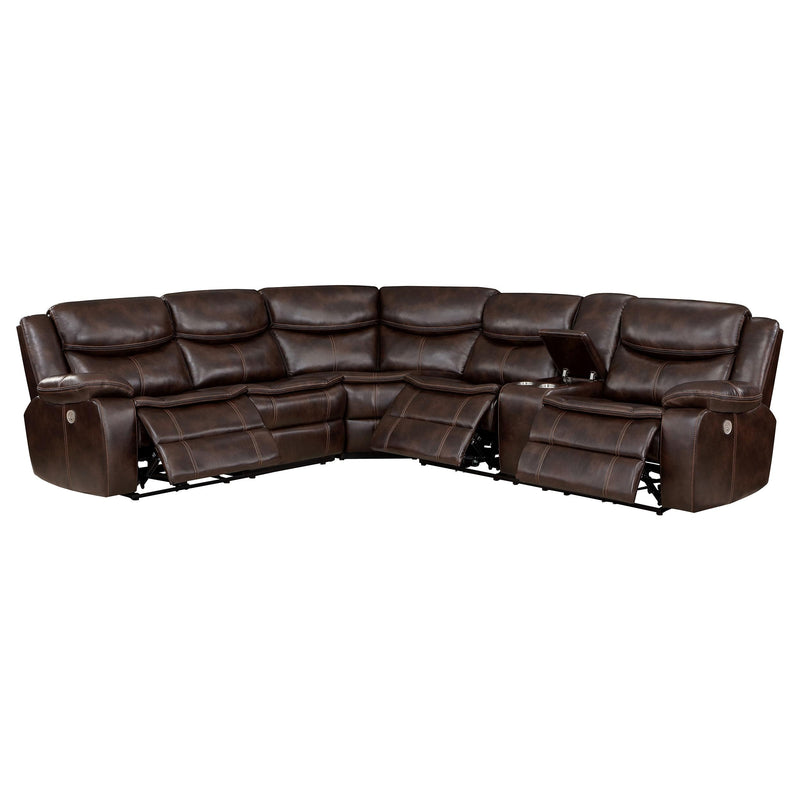 Coaster Furniture Sycamore 610190P Upholstered Power Reclining Sectional Sofa - Dark Brown IMAGE 5