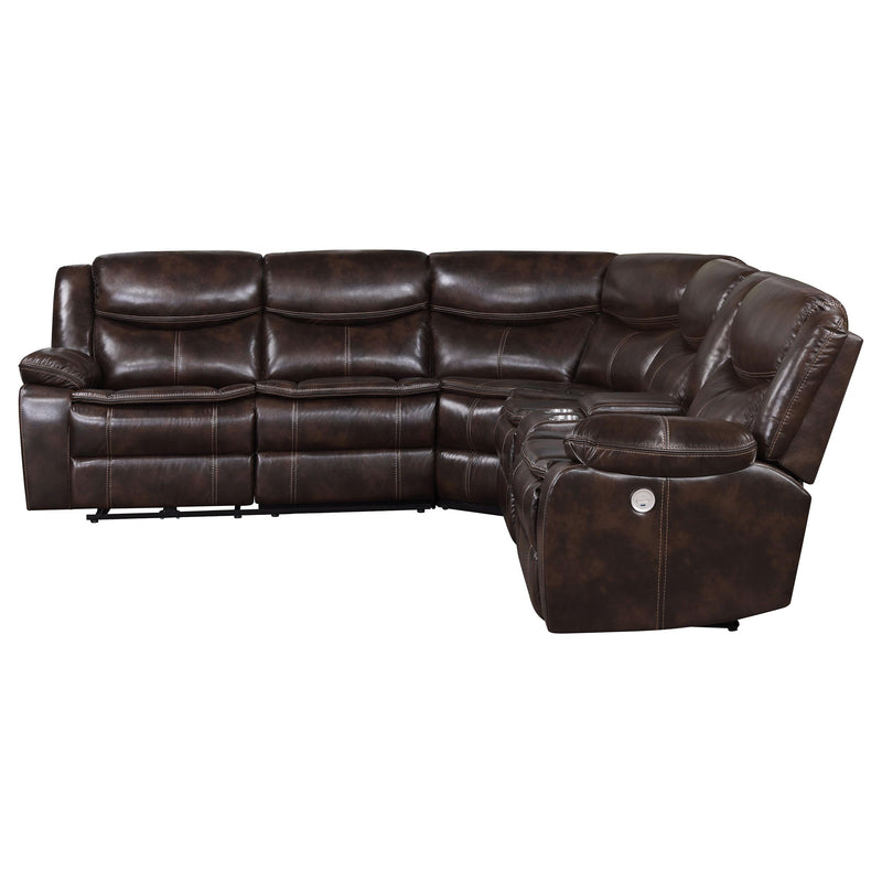 Coaster Furniture Sycamore 610190P Upholstered Power Reclining Sectional Sofa - Dark Brown IMAGE 6