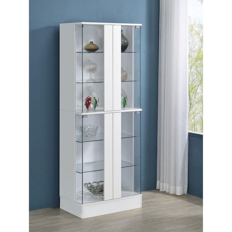 Coaster Furniture Cabra 950397 Display Case Curio Cabinet with Glass Shelves and LED Lighting - White High Gloss IMAGE 2