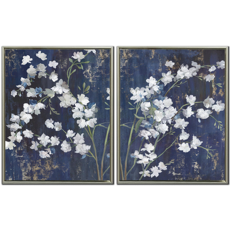 Streamline Art XWGB2374 Navy Blossoms Set of 2 IMAGE 1