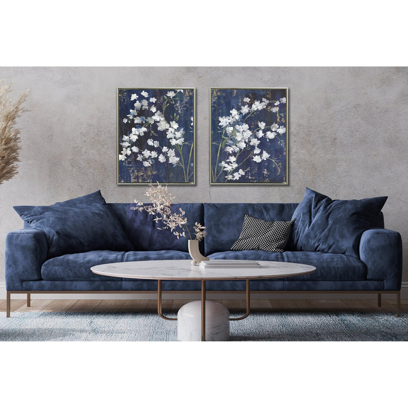 Streamline Art XWGB2374 Navy Blossoms Set of 2 IMAGE 2