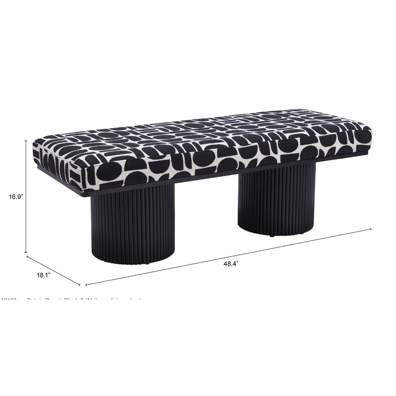 Zuo Botoia 110183 Bench - Black & White IMAGE 12