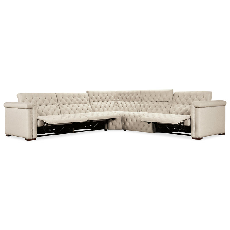 Hooker Furniture SS435-5PC4-414 Savion Deux 5 Seat Sectional with Power Headrests and 4 Power Recliners IMAGE 5