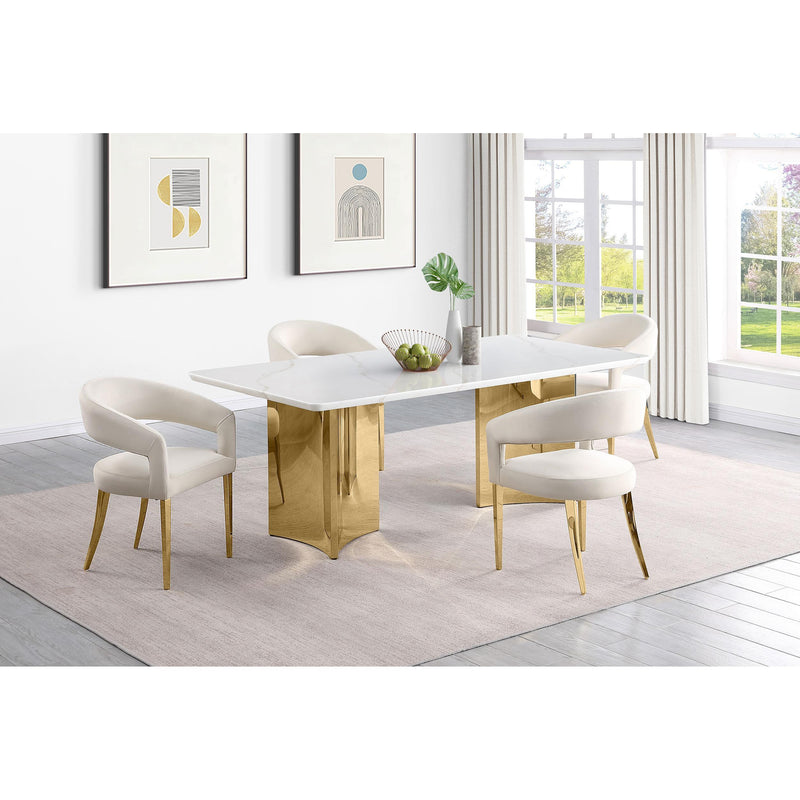 Coaster Furniture Tevlin Dining Table with Marble Top and Pedestal Base 108261 IMAGE 6