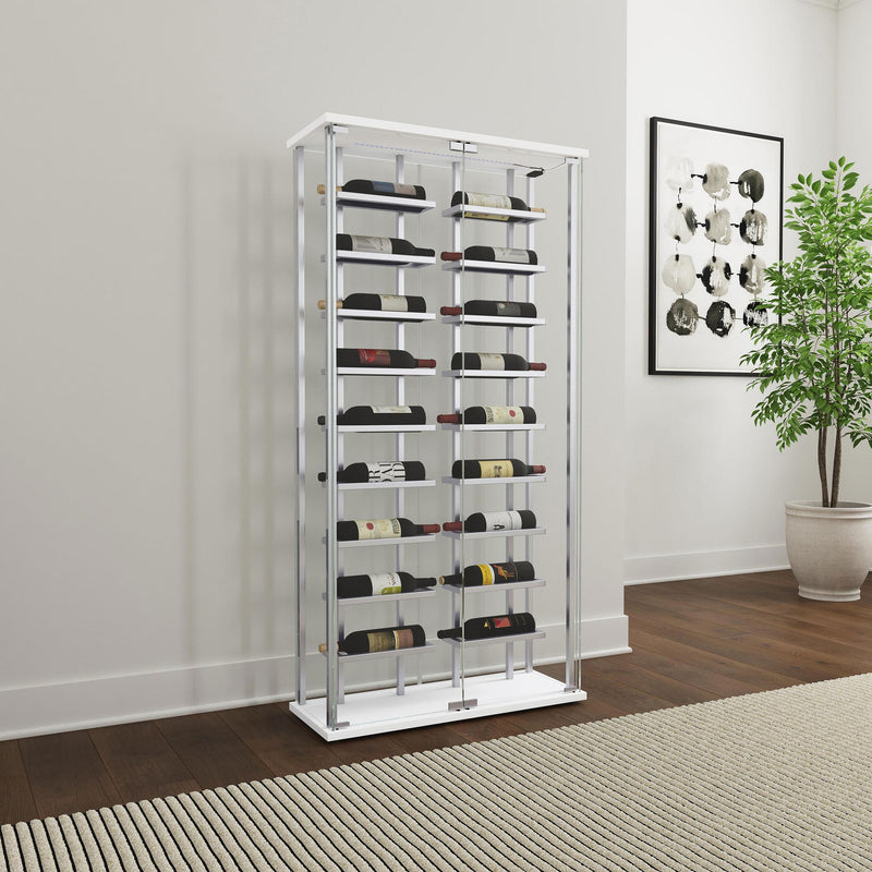 Coaster Furniture Montara 182037 Tempered Glass Wine Storage LED Curio Cabinet - Chrome IMAGE 2