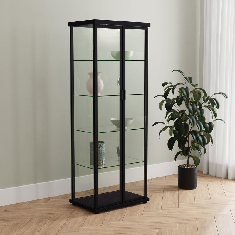 Coaster Furniture Aero 950400 5-shelf Display Curio Cabinet with LED Lighting - Black IMAGE 3