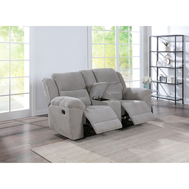 Coaster Furniture Gilson Reclining Fabric Loveseat with Console 602552 IMAGE 3