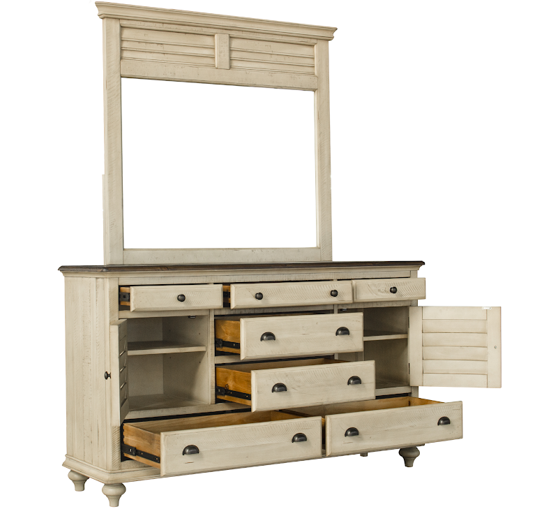 2330-0490-L/2334-0489-L COTTAGE CREEK BROCKTON DRESSER & SHUTTER MIRROR