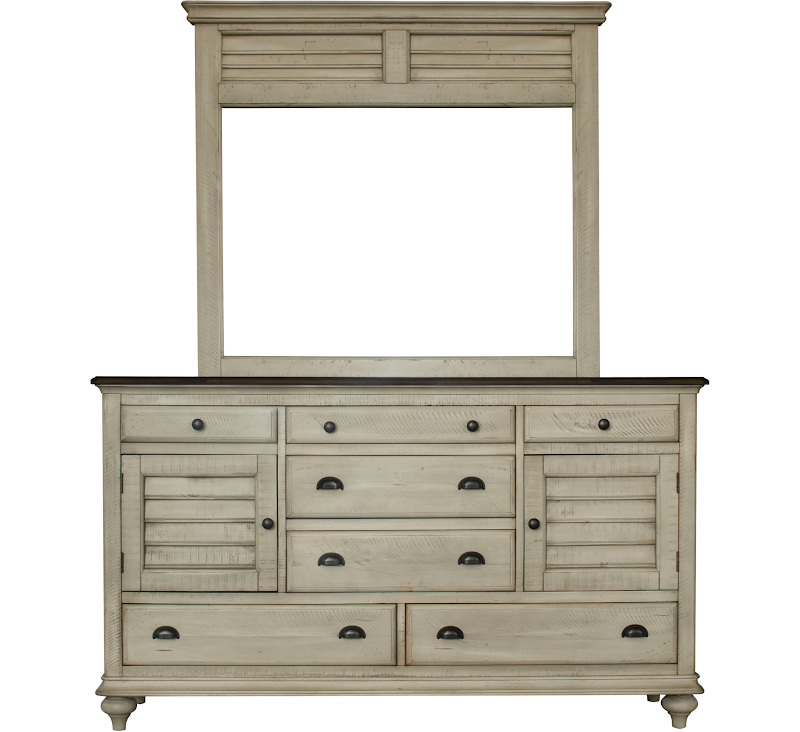 2330-0490-L/2334-0489-L COTTAGE CREEK BROCKTON DRESSER & SHUTTER MIRROR